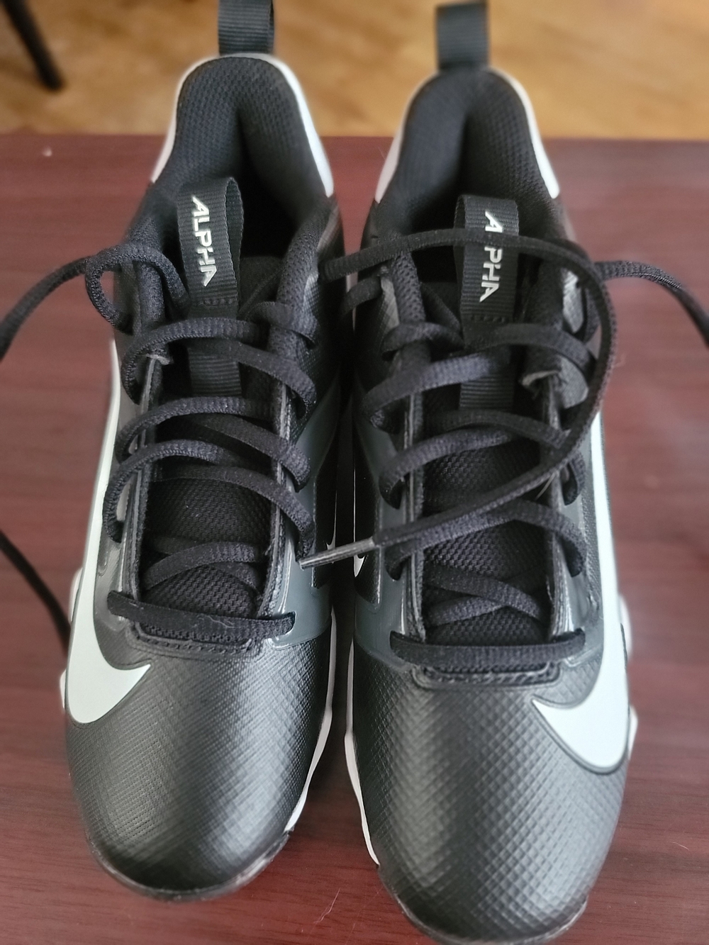 Kids Nike Alpha Menace 4 Shark Football Cleats — Black and White